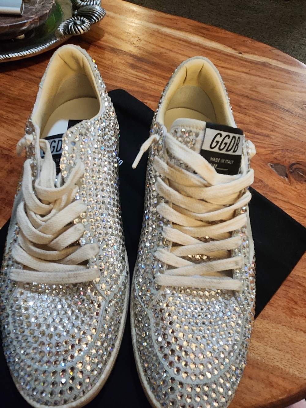 Golden Goose Women's Crystal Embellished Sneakers in Silver